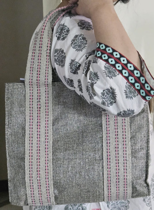 Handwoven Grey Cotton Tote